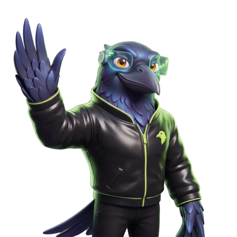 Rook the raven, waving hello